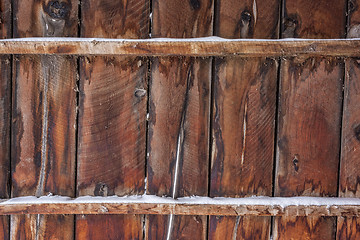 Image showing old barn wood with snow