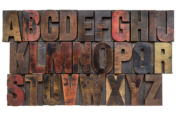 Image showing alphabet in letterpress wood type