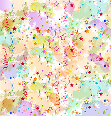 Image showing Confetti holiday background, grunge colorful backdrop 