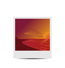 Image showing Photoframe with sunset beach background 