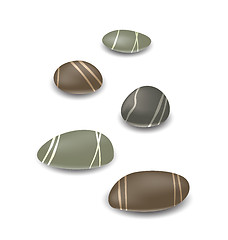 Image showing Sea pebbles collection with shadows on white background