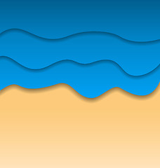 Image showing Summertime beach background, paper cut style