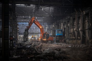 Image showing Industrial interior with bulldozer inside