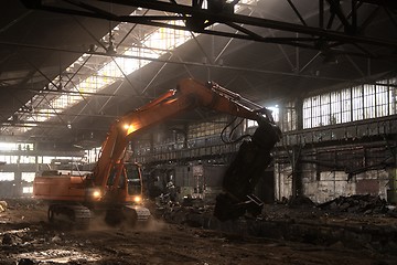 Image showing Industrial interior with bulldozer inside