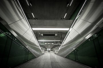 Image showing Moving escalator in the business center