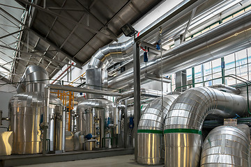 Image showing Industrial pipes in a thermal power plant