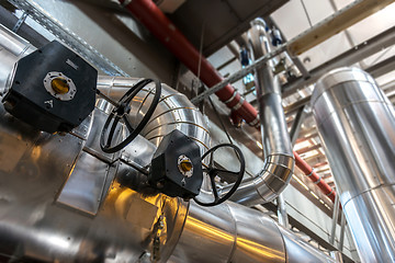 Image showing Industrial pipes in a thermal power plant