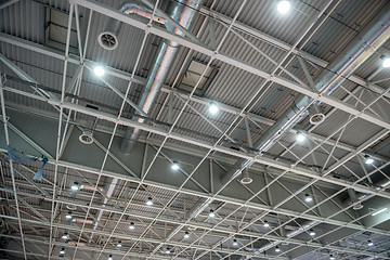 Image showing Metal roof structure of a modern building