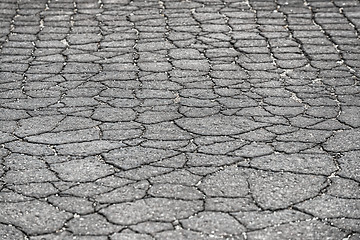 Image showing Damaged car road with a lot of cracks