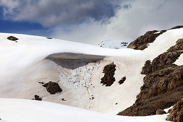 Image showing Snow cornice in spring mountains