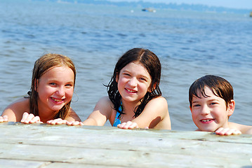 Image showing Children in a lake