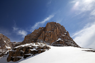 Image showing Snowy rocks at nice day