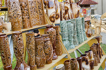 Image showing clay vase with floral ornaments of nature in fair 