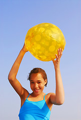 Image showing Girl with beach ball