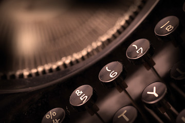 Image showing Close up photo of antique typewriter keys