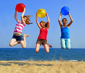 Image showing Girls on beach