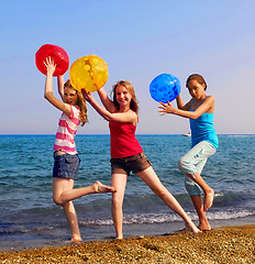 Image showing Girls on beach