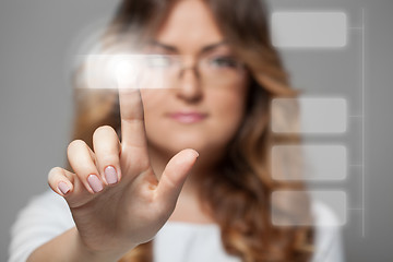 Image showing woman pressing touchscreen button