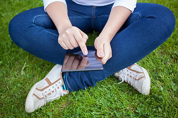 Image showing Woman using digital tablet PC