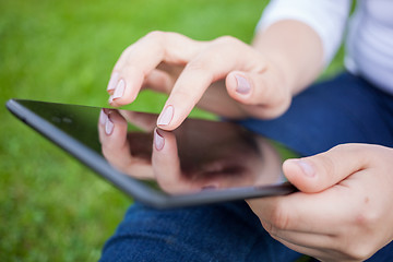 Image showing Woman using digital tablet PC