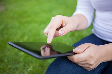 Image showing Woman using digital tablet PC