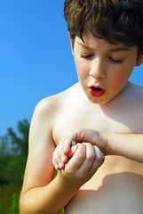 Image showing Boy and frog