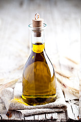 Image showing fresh olive oil in bottle