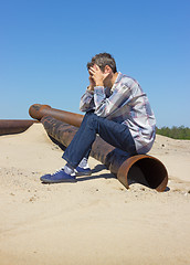 Image showing Lonely young man, suffering from depression