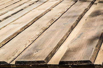 Image showing Roof farmhouse dwelling hewn planks close up