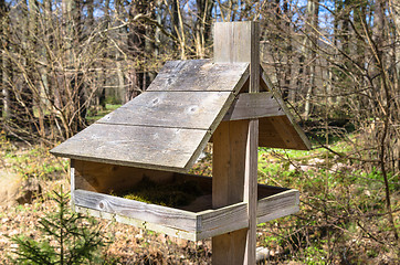 Image showing Feeding trough for birds, a close up