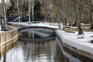 Image showing Bridge across the canal in the spring