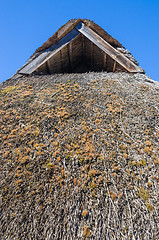 Image showing The roof covered with straw, close-up  