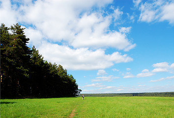 Image showing Hiking on grass field