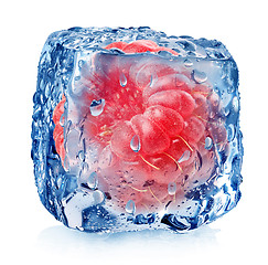 Image showing Frozen raspberries isolated