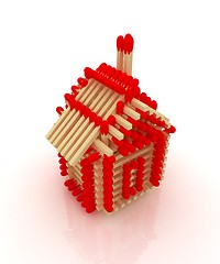 Image showing Log house from matches pattern