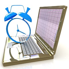 Image showing Notebook and clock 