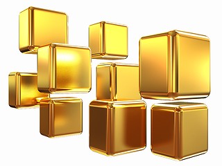 Image showing 3d abstract gold cubs 