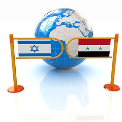 Image showing Three-dimensional image of the turnstile and flags of Israel and