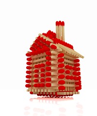 Image showing Log house from matches pattern