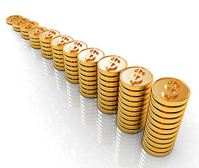 Image showing Gold dollar coin stack
