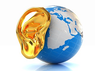 Image showing Ear gold 3d on earth