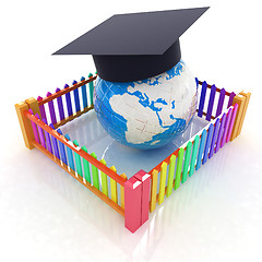 Image showing Global education concept in closed colorfull fence. Concept educ