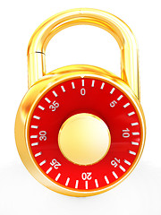 Image showing Illustration of security concept with metal locked combination p