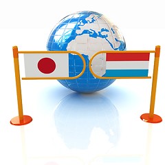 Image showing Three-dimensional image of the turnstile and flags of Japan and 