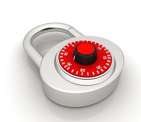 Image showing Illustration of security concept with chrome locked combination 