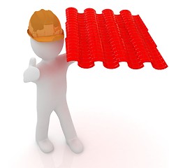 Image showing 3d man presents the roof tiles 