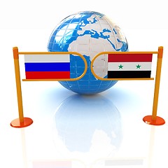 Image showing Three-dimensional image of the turnstile and flags of Russia and
