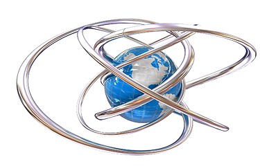 Image showing Earth and abstract shapes 