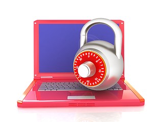 Image showing Laptop with lock