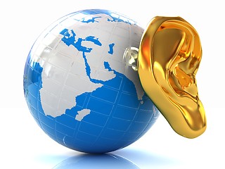 Image showing Ear gold 3d on earth